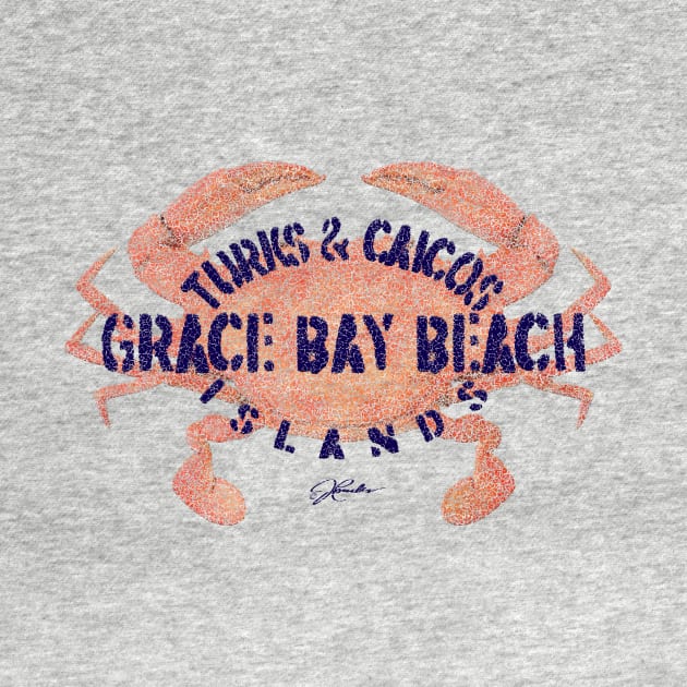 Turks & Caicos Islands Grace Bay Beach Atlantic Blue Crab (Distressed) by jcombs